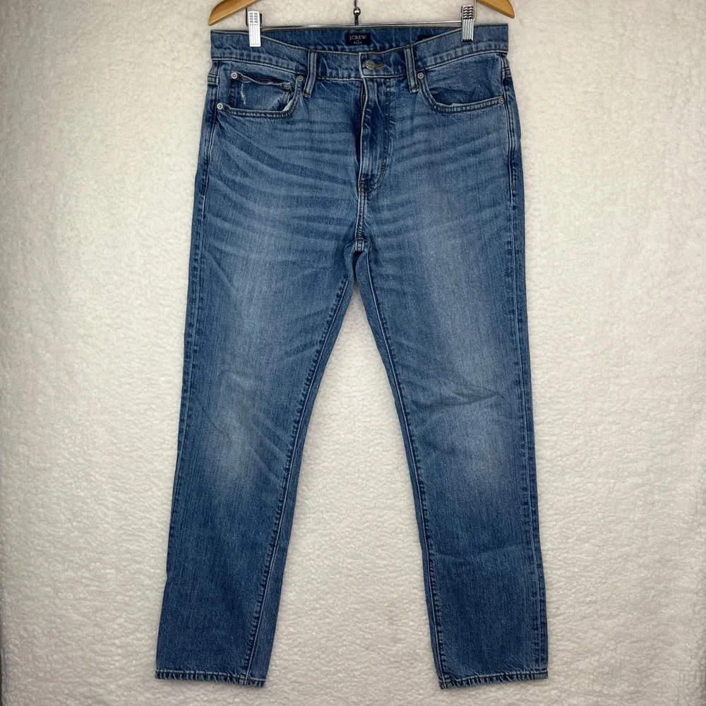 J.Crew Flex Straight Fit Jeans Mens 33x32 Medium Wash Blue Denim Pants